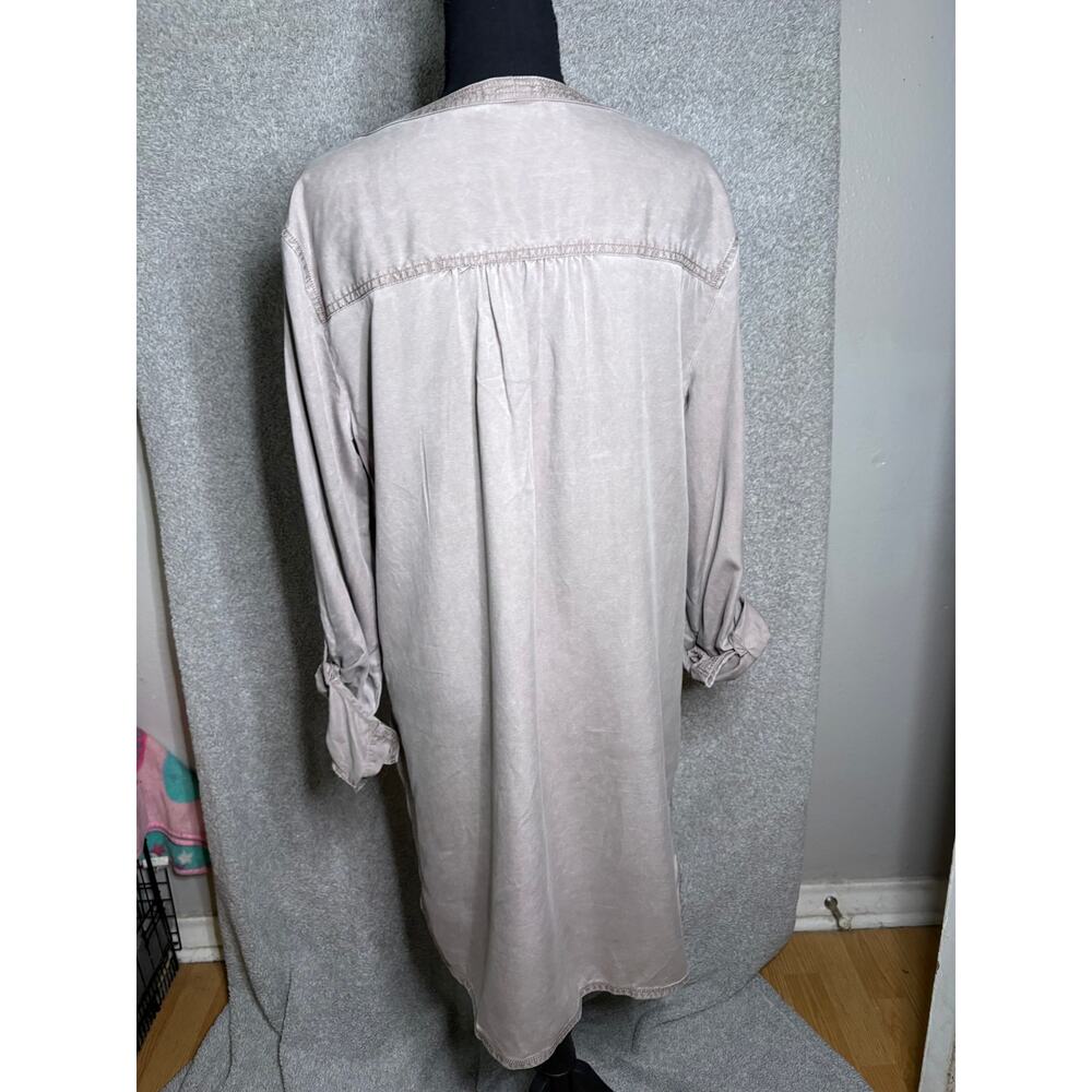 Express Lace Up Lyocell Tunic Dress L Washed Boho Grunge - Picture 5 of 5